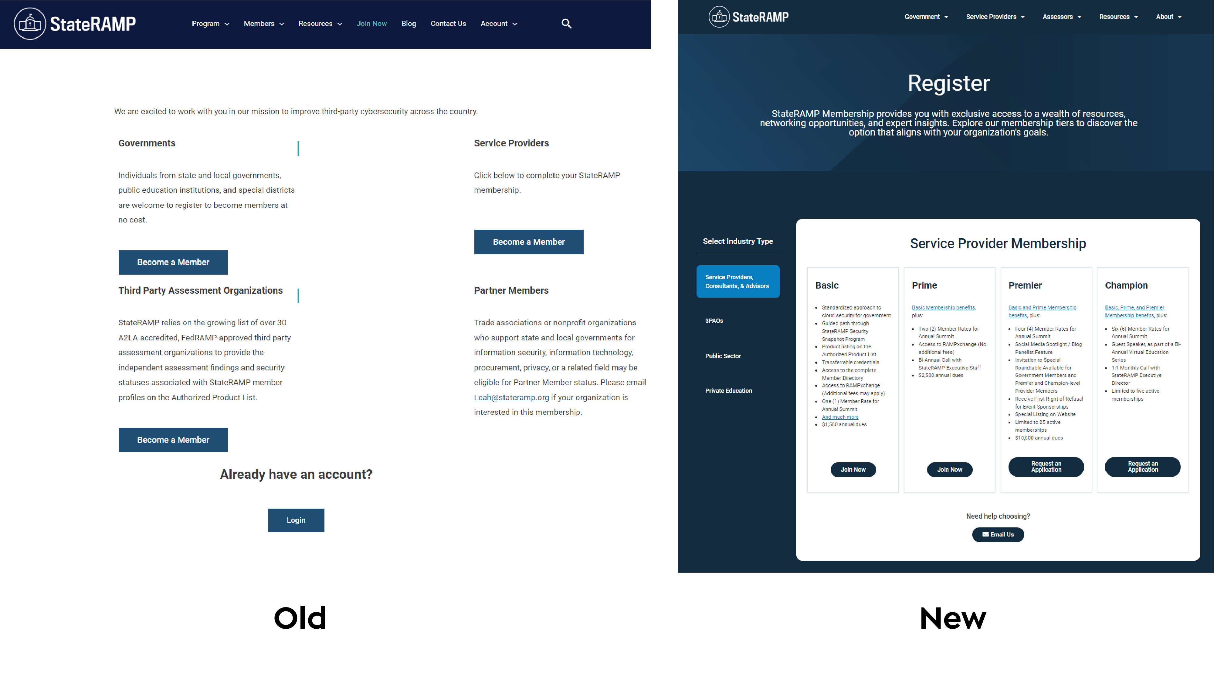 GovRAMP registration page design